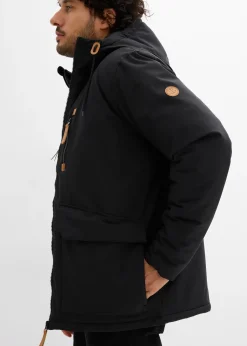 Parka d’hiver à capuche et détails enduits