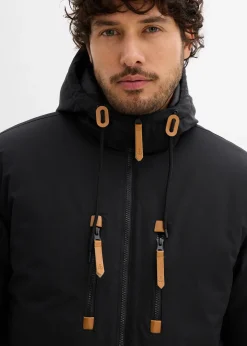 Parka d’hiver à capuche et détails enduits