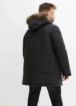 Parka d’hiver à détails enduits et capuche bordée