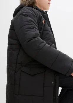 Parka d’hiver à détails enduits et capuche bordée