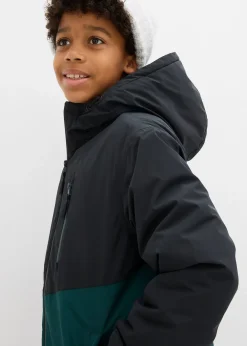 Parka d’hiver imperméable à capuche, style color block