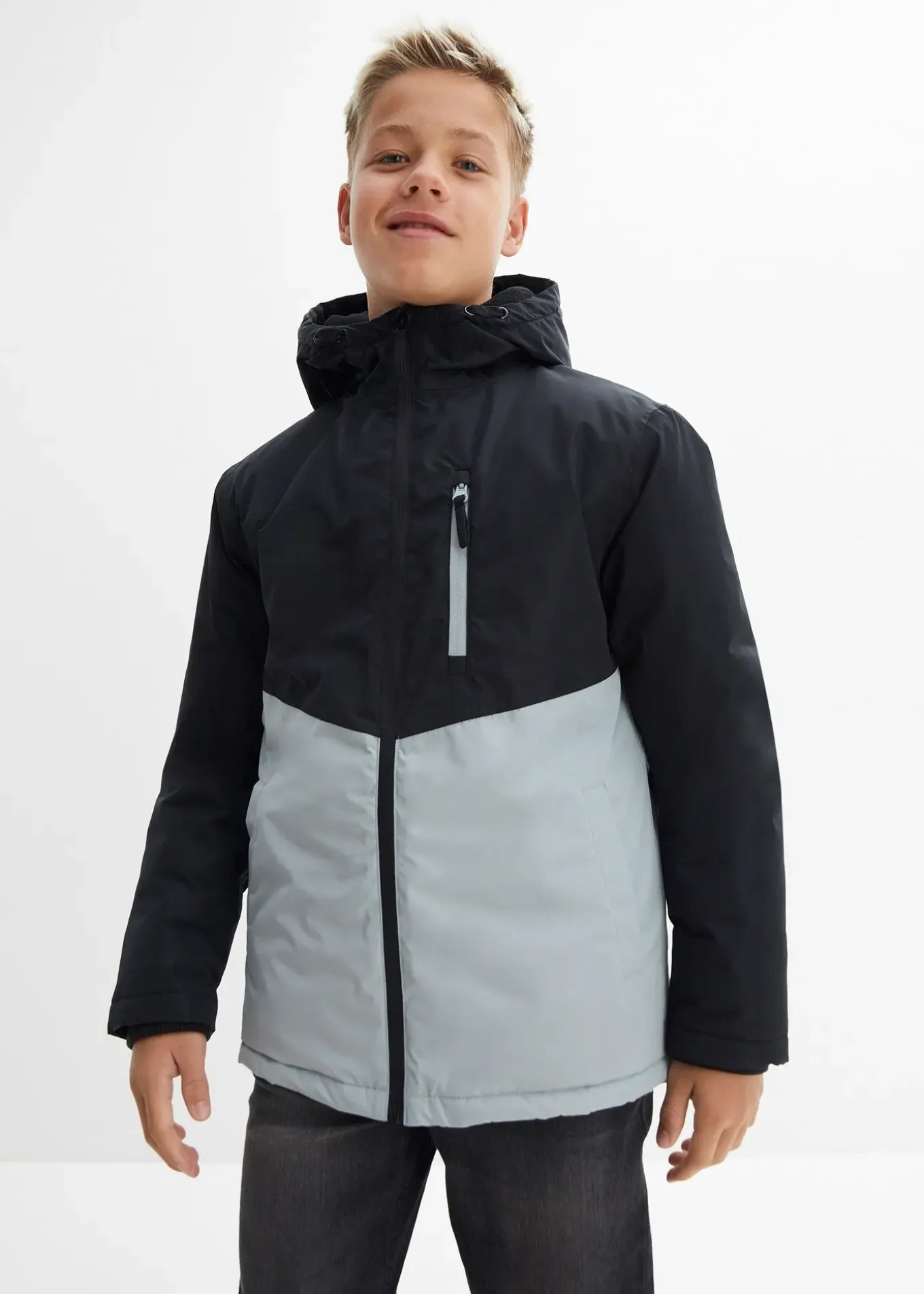 Parka d’hiver imperméable à capuche, style color block