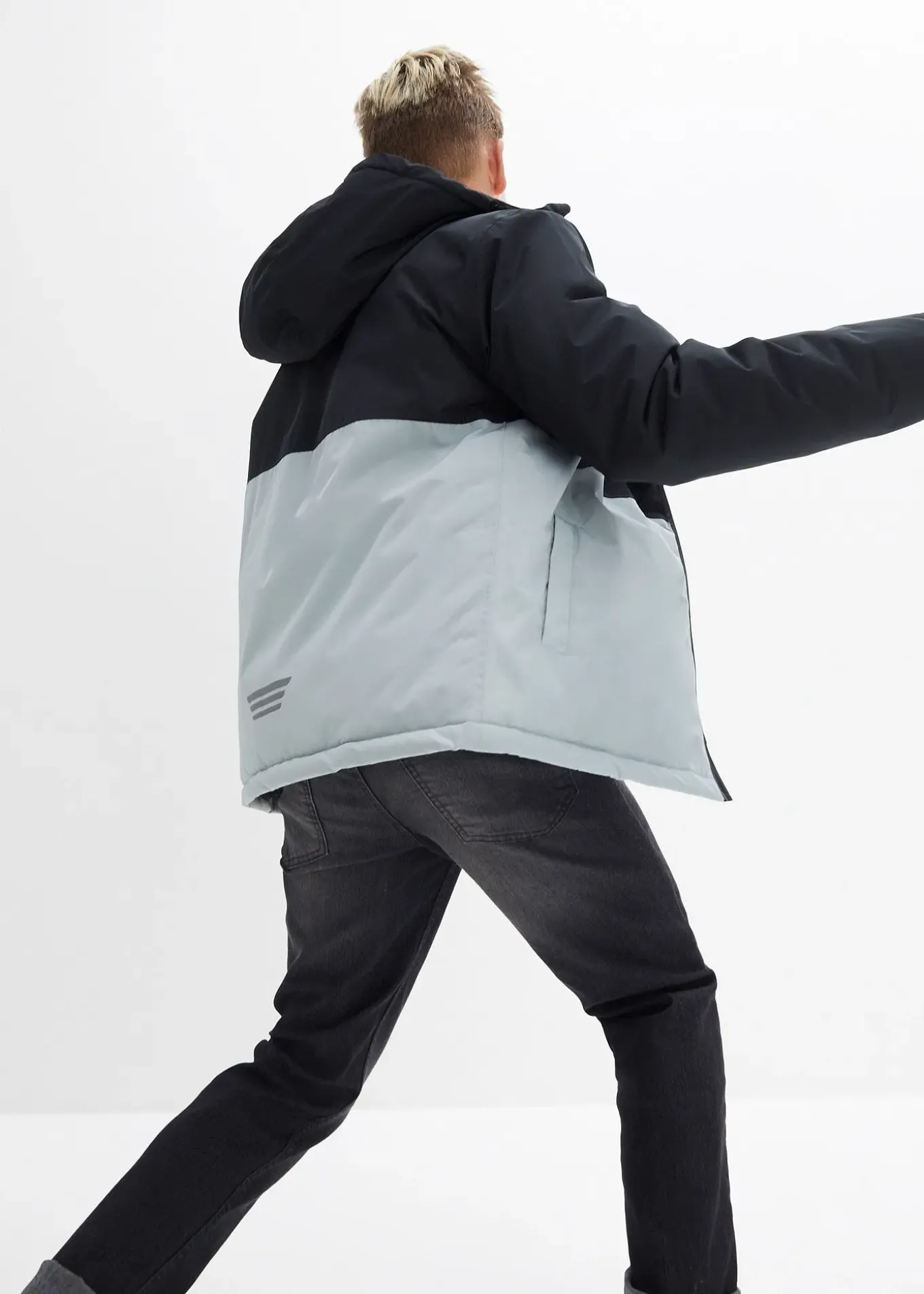 Parka d’hiver imperméable à capuche, style color block