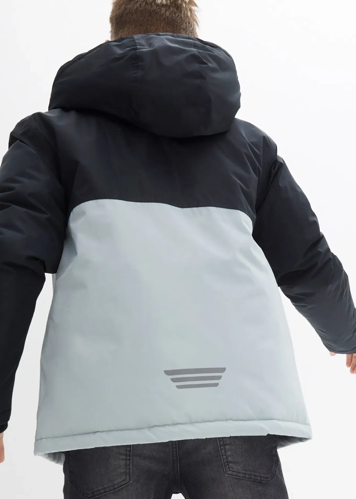 Parka d’hiver imperméable à capuche, style color block