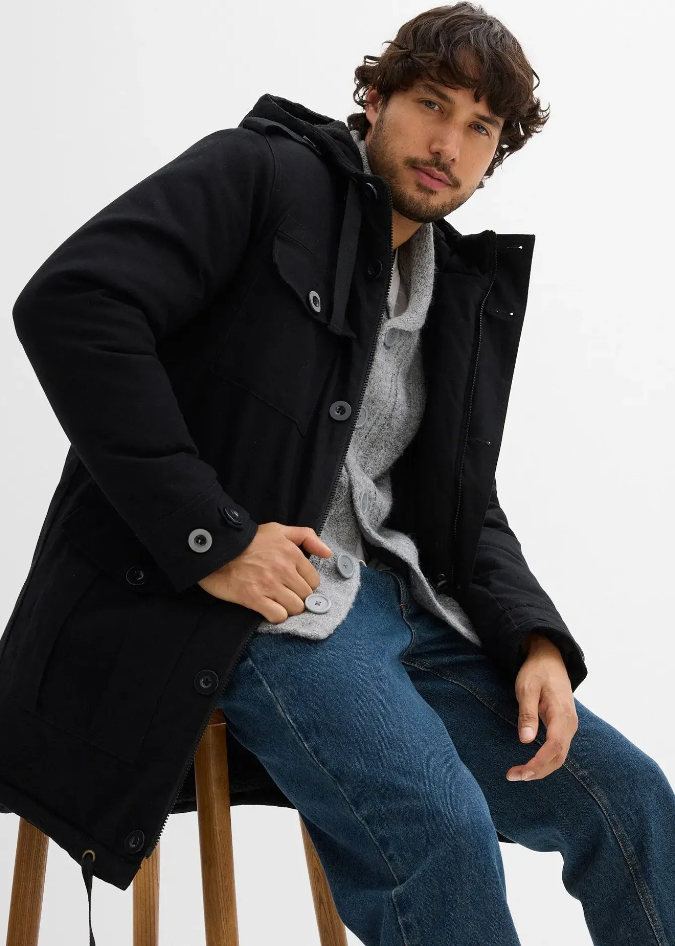 Parka d’hiver style militaire à doublure sherpa douce