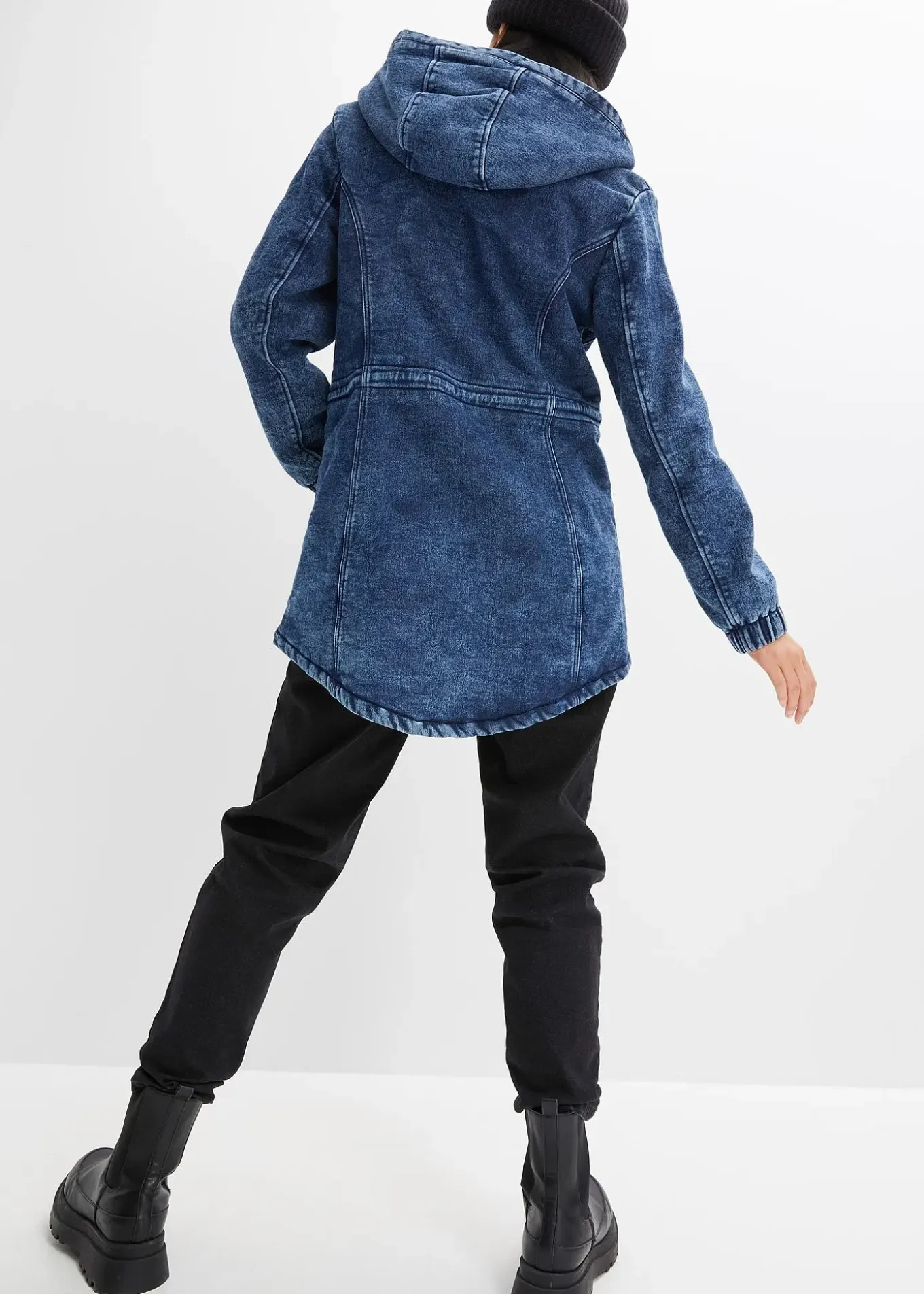 Parka en jean avec maille peluche