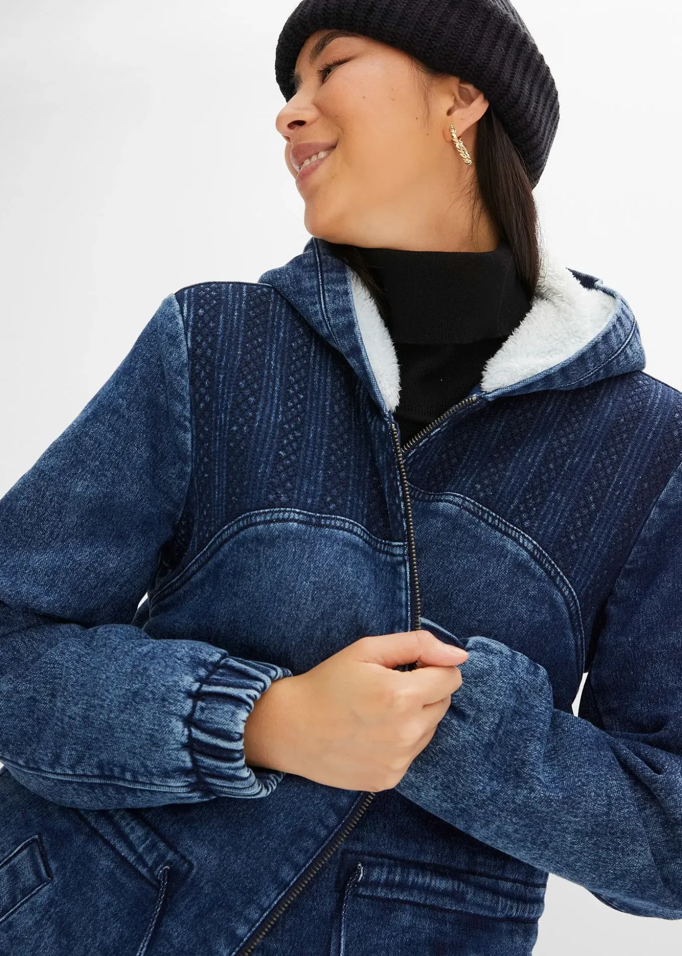 Parka en jean avec maille peluche