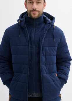 Parka matelassée et rembourrée à capuche et détails enduits