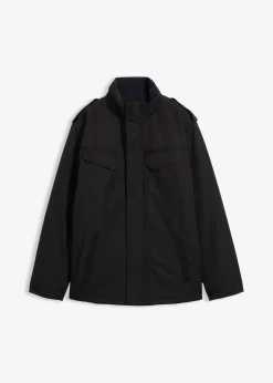 Parka technique imperméable à capuche enroulable et épaulettes