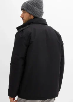 Parka technique imperméable à capuche enroulable et épaulettes