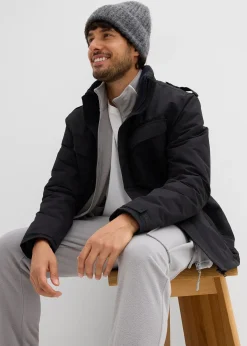 Parka technique imperméable à capuche enroulable et épaulettes