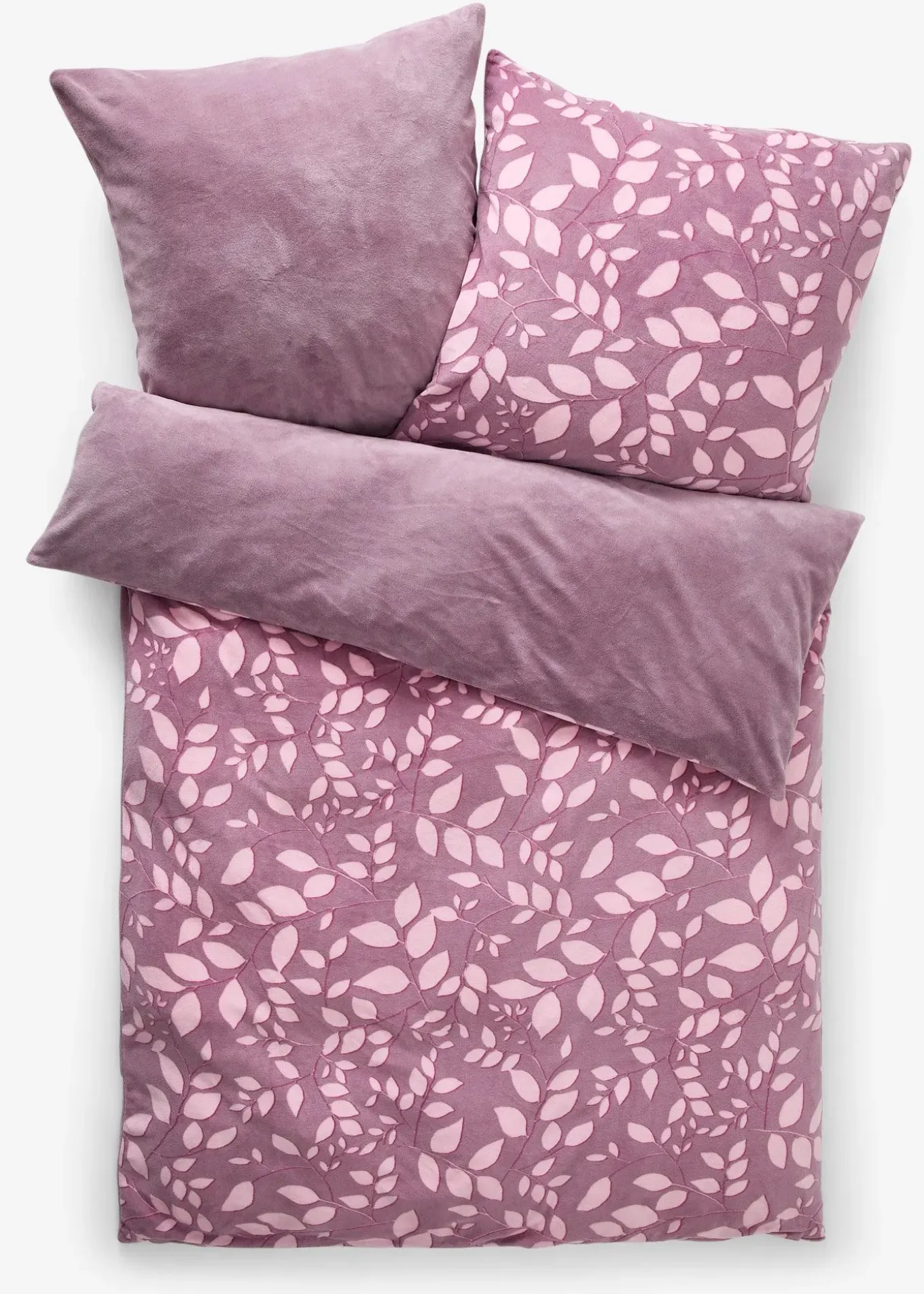 Parure de lit réversible toucher cachemire, motif floral