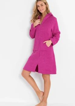 Peignoir en éponge de coton avec fermeture zippée
