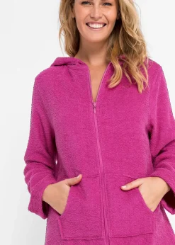 Peignoir en éponge de coton avec fermeture zippée