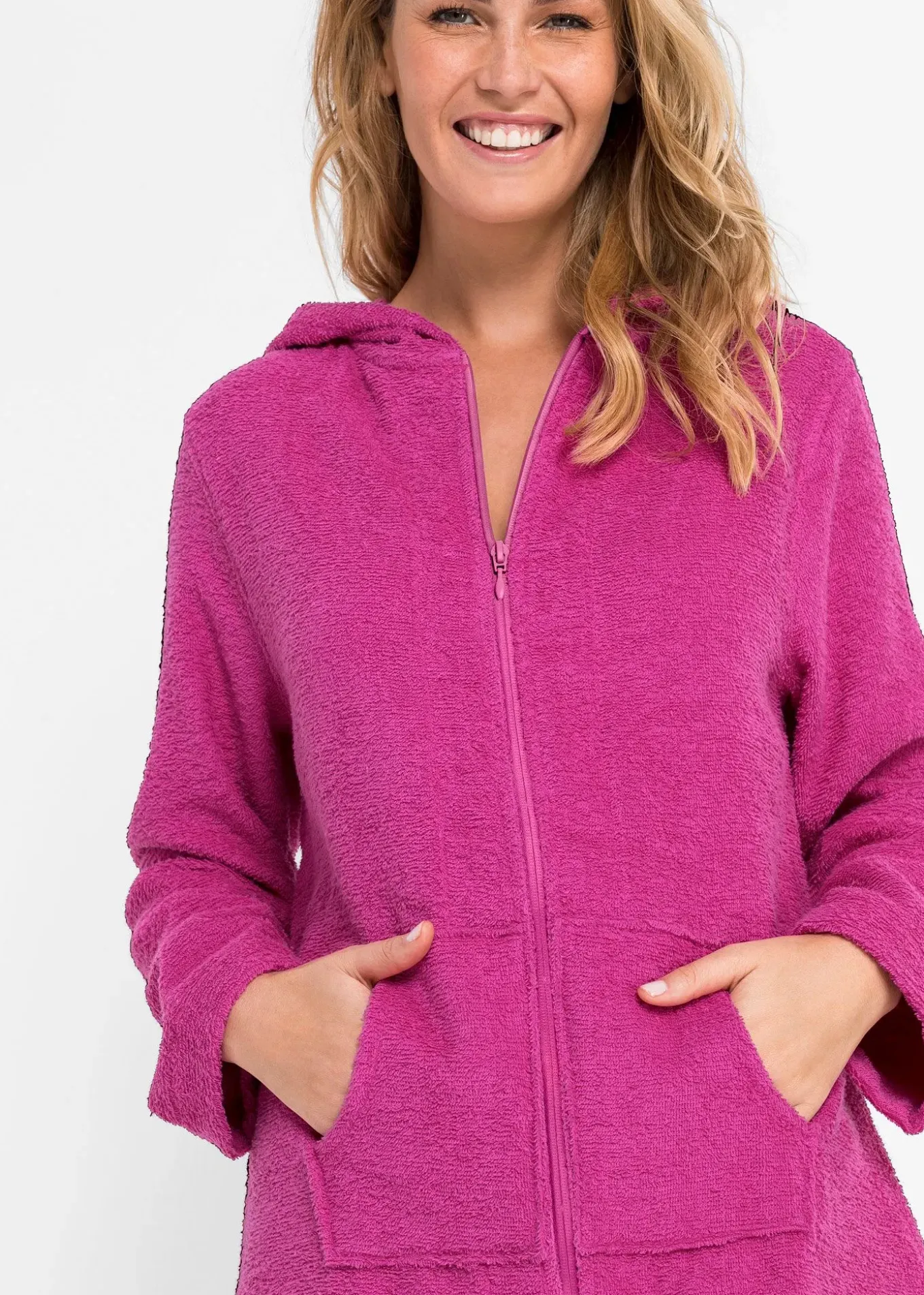 Peignoir en éponge de coton avec fermeture zippée