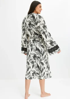 Peignoir kimono doux en viscose mélangée