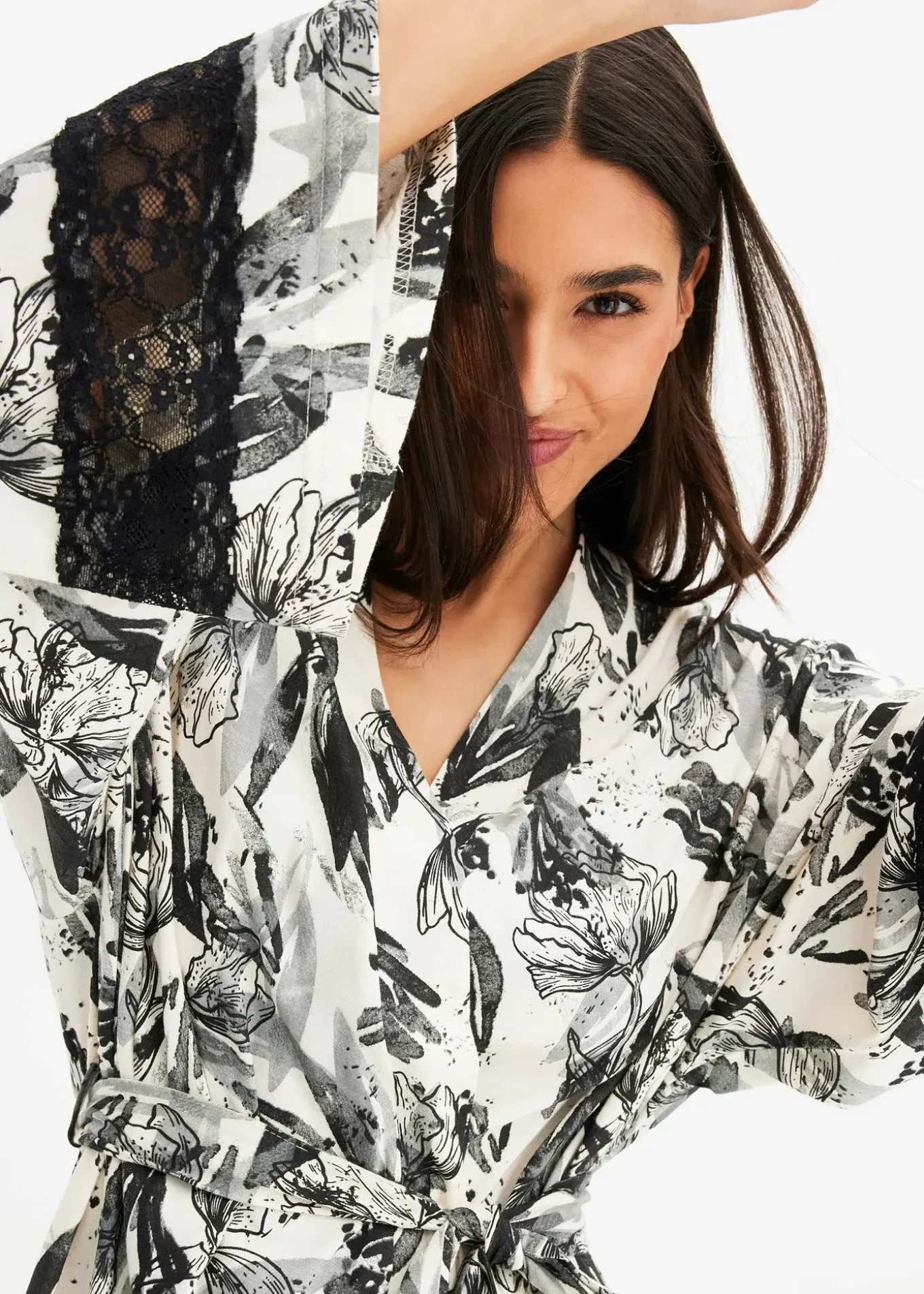 Peignoir kimono doux en viscose mélangée