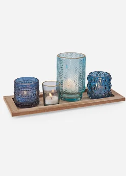 Plateau bougeoir avec 4 bougies chauffe-plat