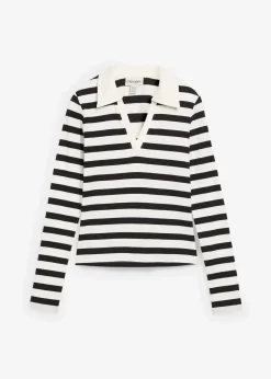 Polo côtelé à manches longues