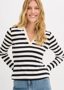 Polo côtelé à manches longues