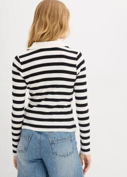 Polo côtelé à manches longues