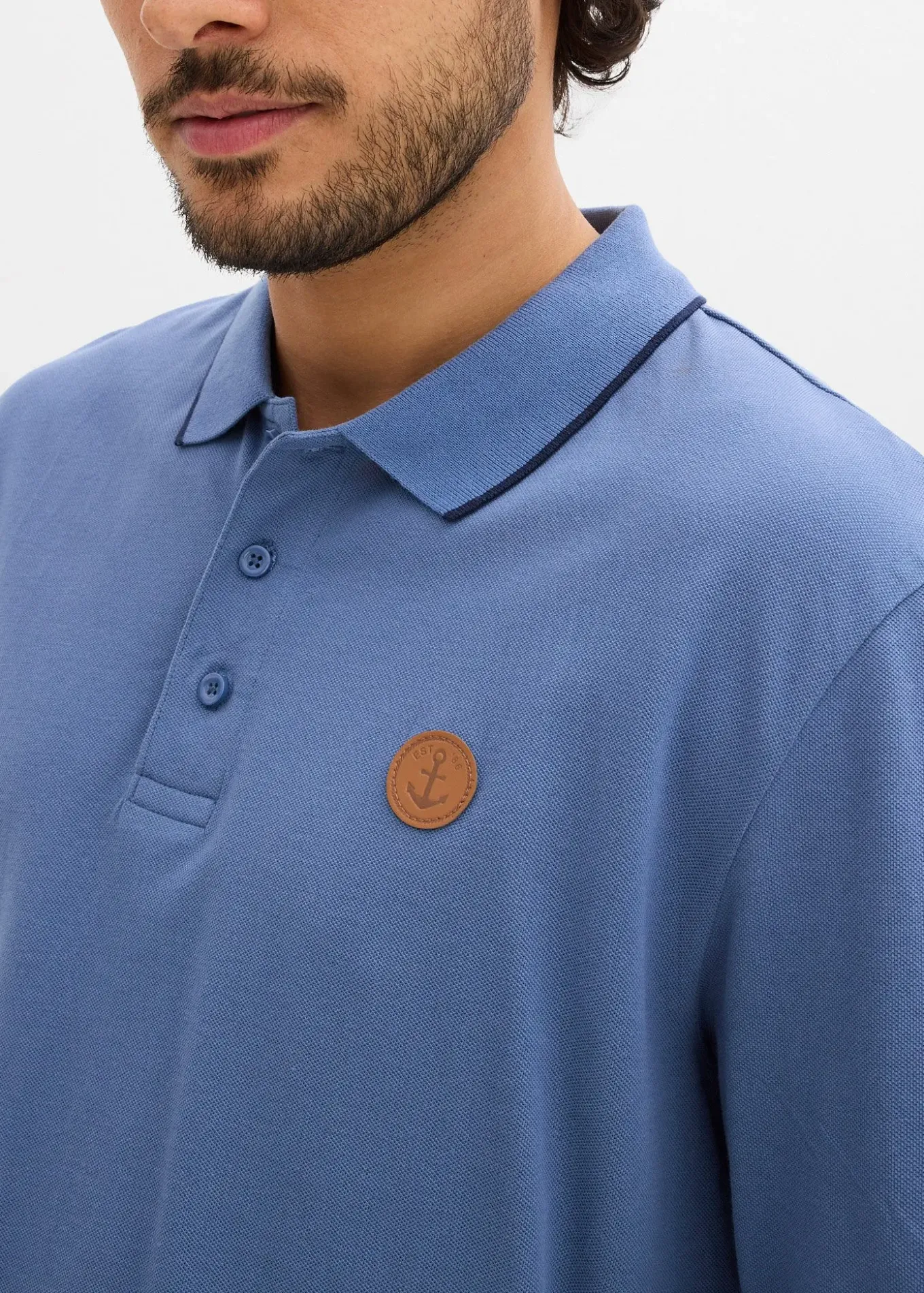 Polo manches longues classique avec détails contrastants, regular