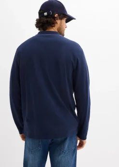 Polo manches longues classique avec détails contrastants, regular