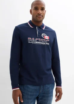 Polo manches longues en maille piquée 100% coton