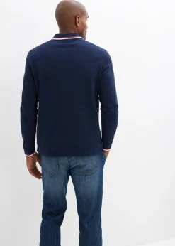 Polo manches longues en maille piquée 100% coton