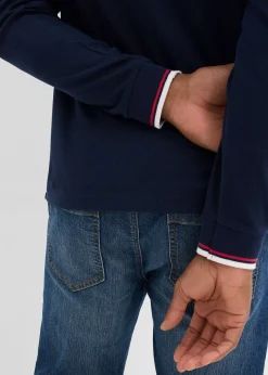 Polo manches longues en maille piquée 100% coton