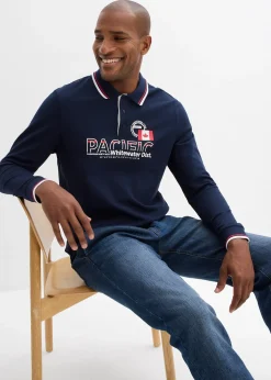 Polo manches longues en maille piquée 100% coton