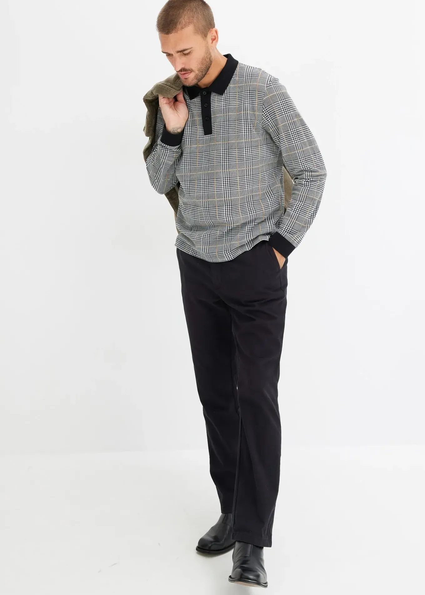 Polo manches longues en maille piquée 100% coton