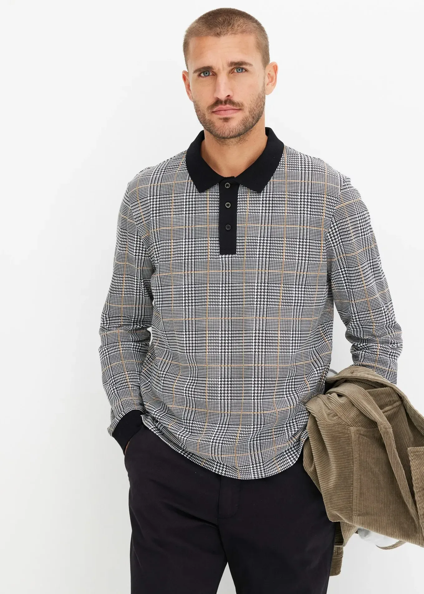 Polo manches longues en maille piquée 100% coton