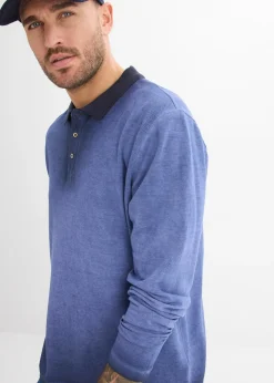 Polo manches longues en maille piquée robuste