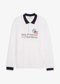 Polo manches longues en maille piquée 100% coton