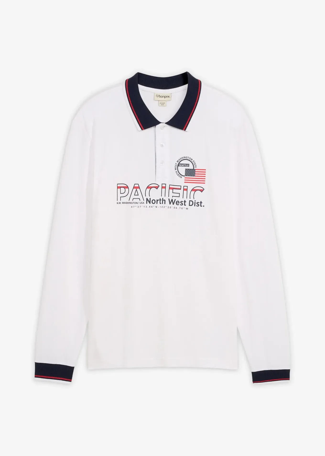 Polo manches longues en maille piquée 100% coton