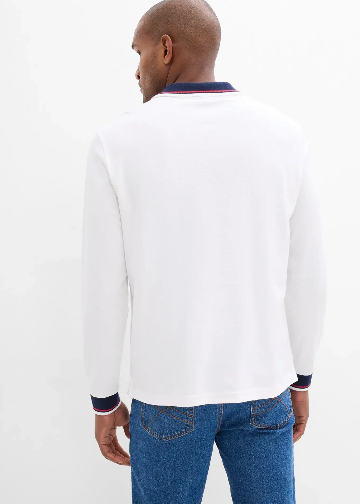 Polo manches longues en maille piquée 100% coton