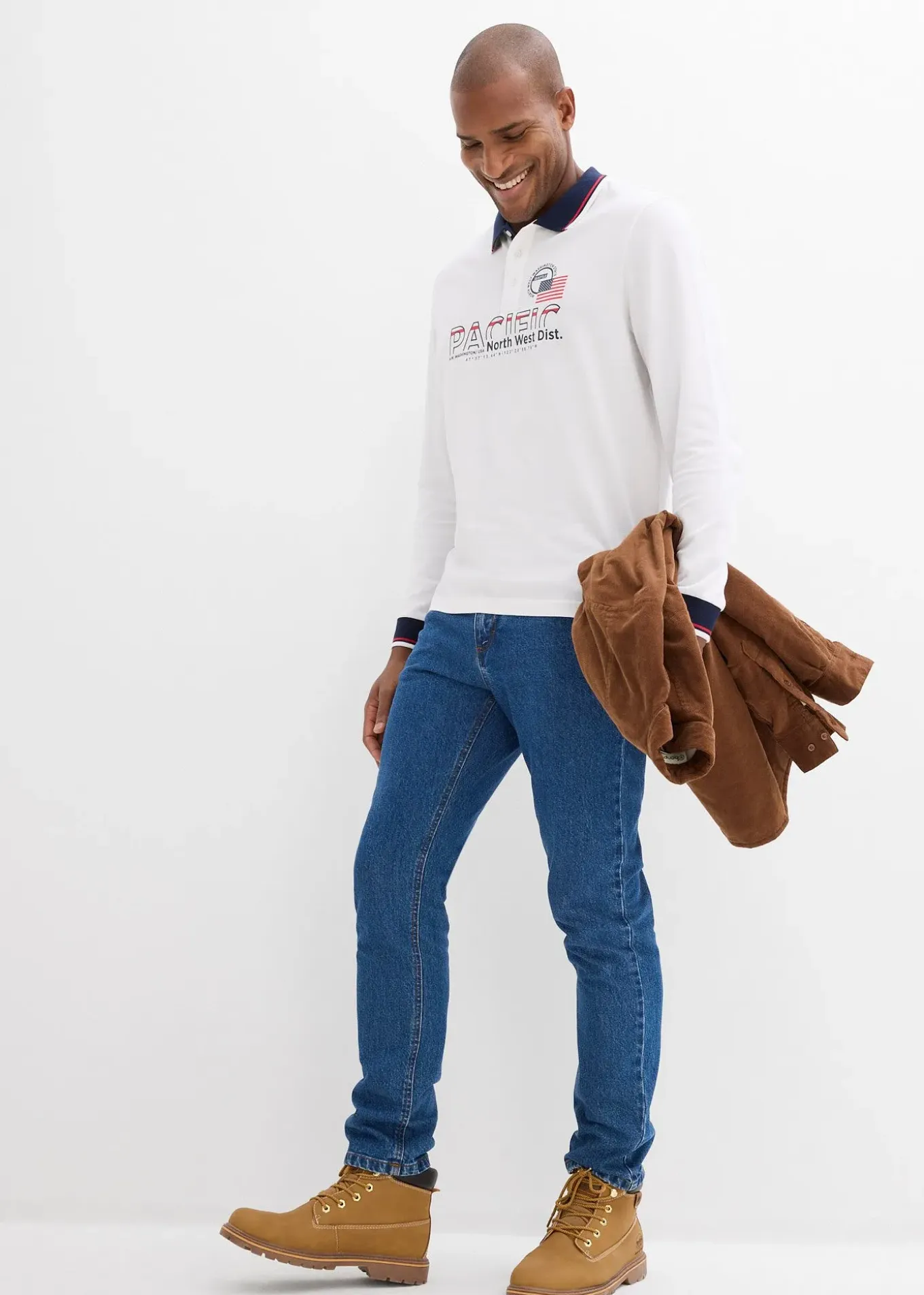 Polo manches longues en maille piquée 100% coton