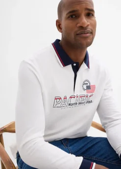 Polo manches longues en maille piquée 100% coton