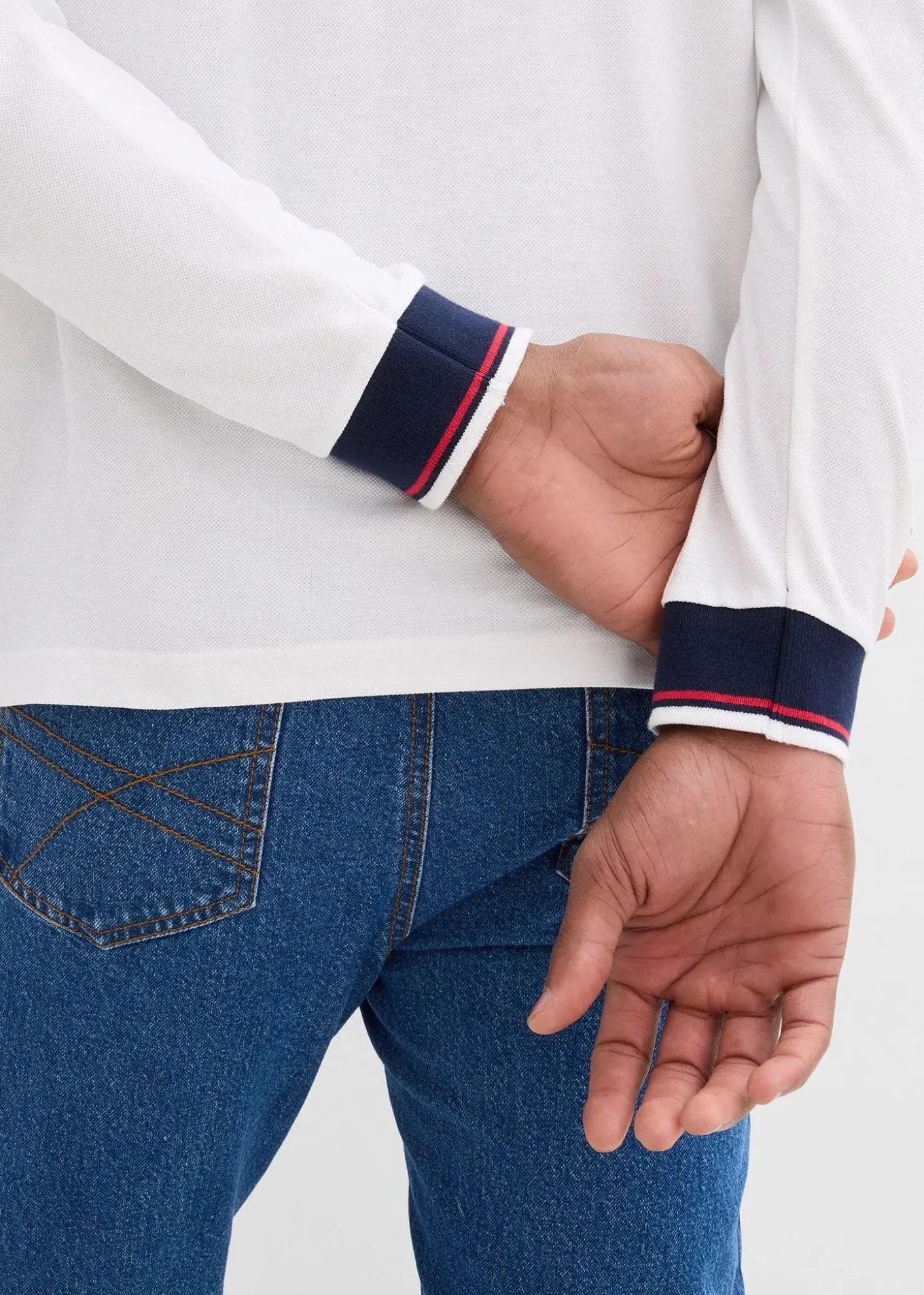 Polo manches longues en maille piquée 100% coton