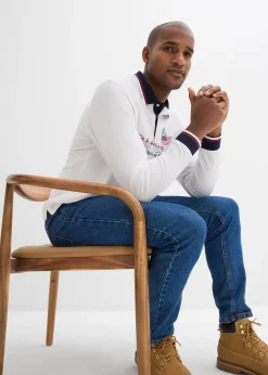 Polo manches longues en maille piquée 100% coton