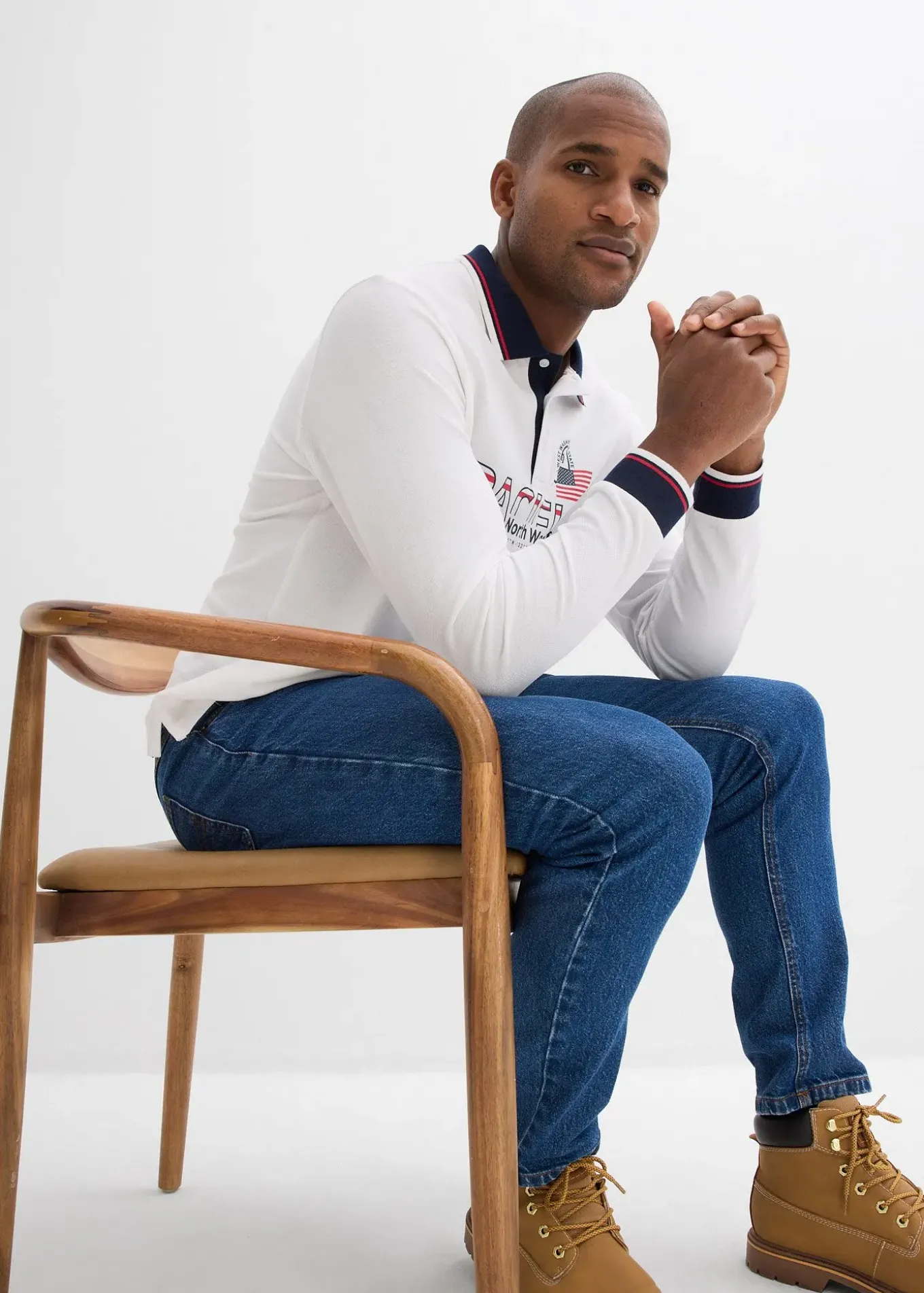 Polo manches longues en maille piquée 100% coton