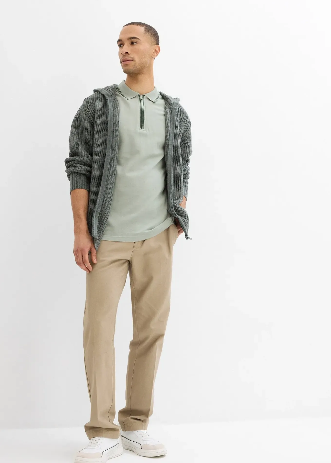 Polo zippé en maille piquée 100% coton