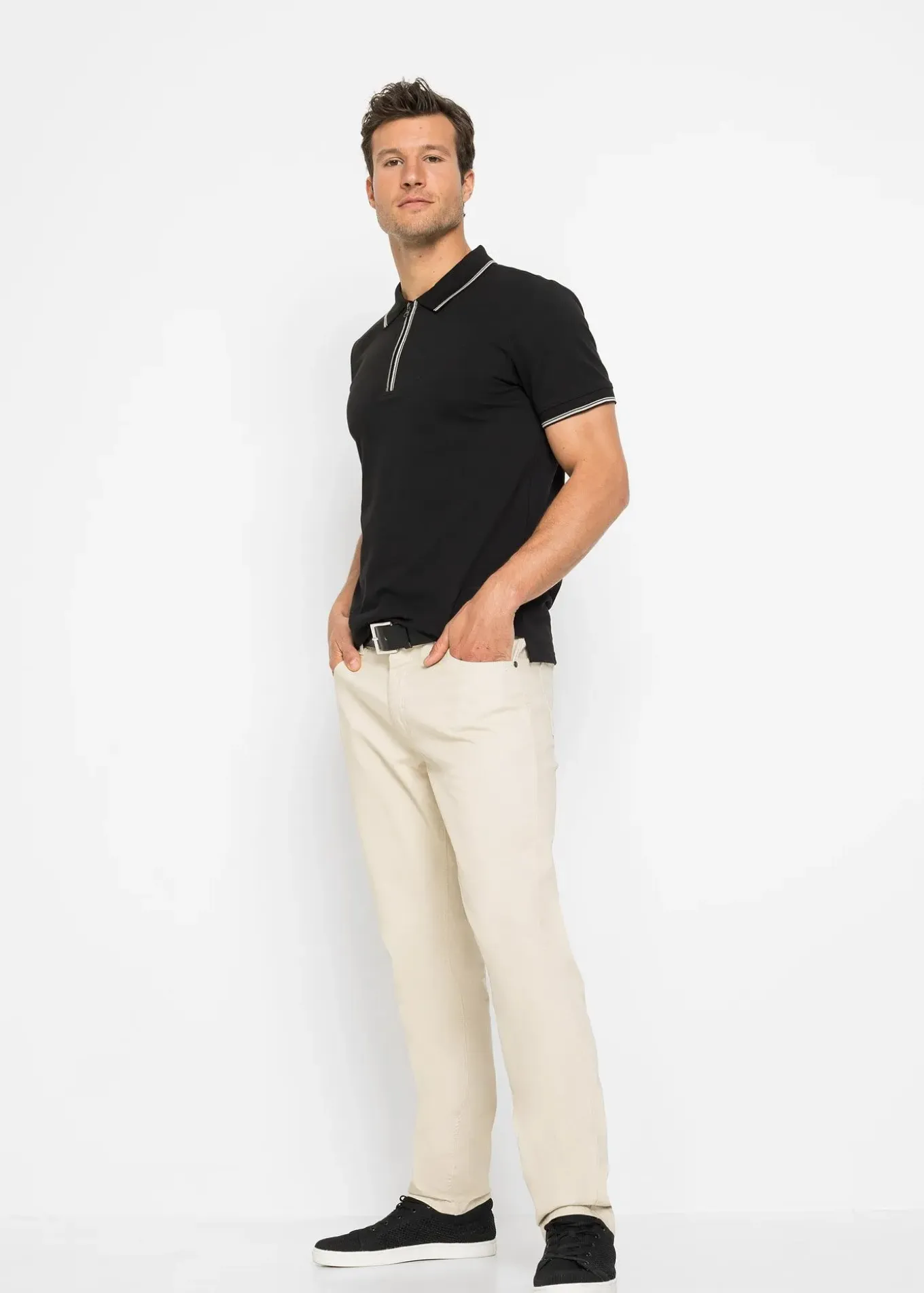 Polo zippé en maille piquée 100% coton