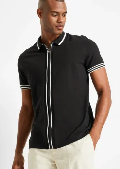 Polo zippé en maille piquée 100% coton