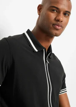 Polo zippé en maille piquée 100% coton