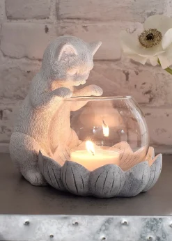 Porte-bougie chauffe-plat chat