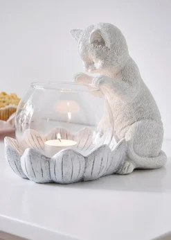 Porte-bougie chauffe-plat chat