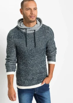 Pull à col châle et détails contrastants