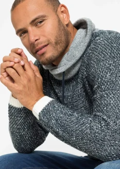 Pull à col châle et détails contrastants